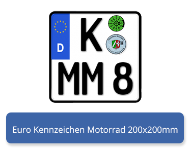Roller Quad DIEZULASSER24 1 Motorrad Kennzeichen EU reflektierend Motorradschilder mit Wunschkennzeichen OFFIZIELL amtliche Nummernschilder Kraftrad | DIN-Zertifiziert |220 x 200 mm 